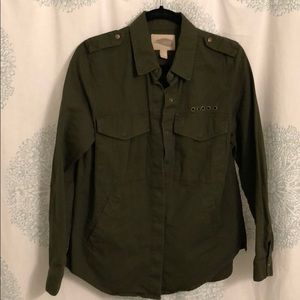womens army green top
